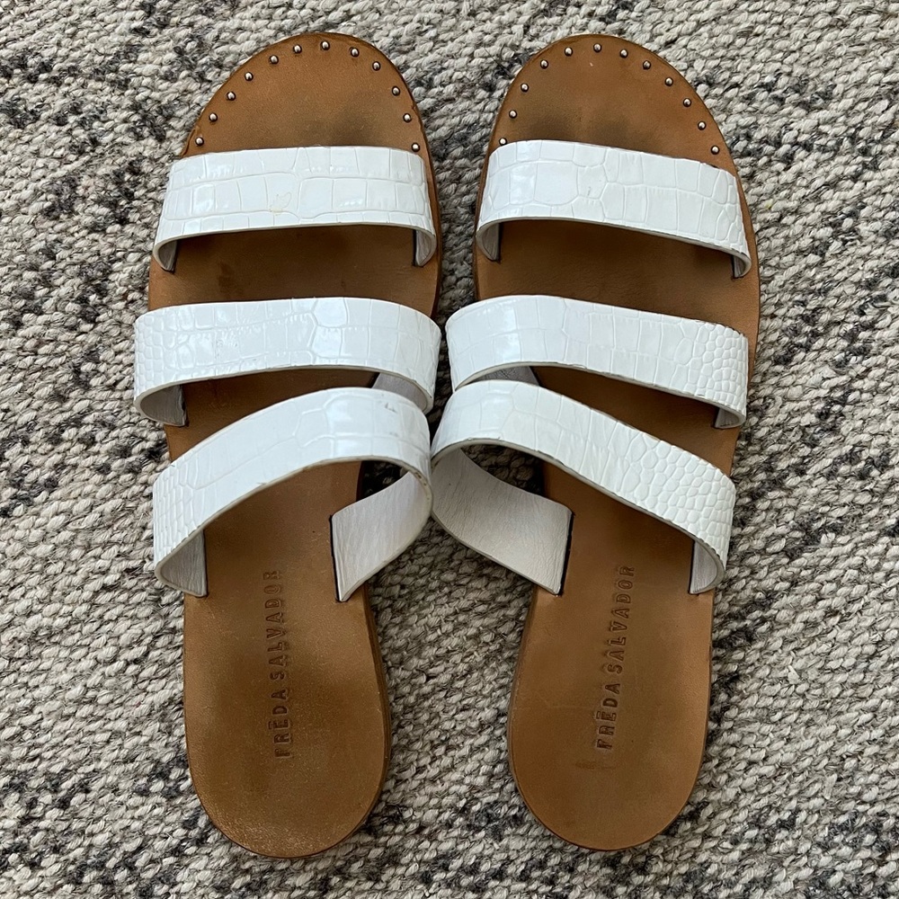 Freda Salvador White Leather Sandals